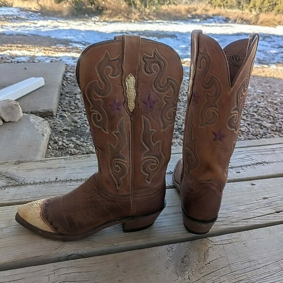 Lucchese 1883 Snip Toe Western Boots w/ Python Overlay – Women’s 6.5B - Picture 3 of 5